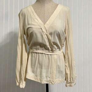 J Crew Mercantile Wrap Top Cream Office Siren S Long Sleeve Minimalist Office